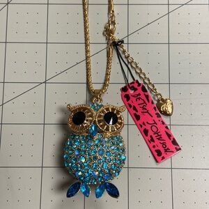 Rhinestone Owl Betsey Johnson Pendant 23” Chain #15/16